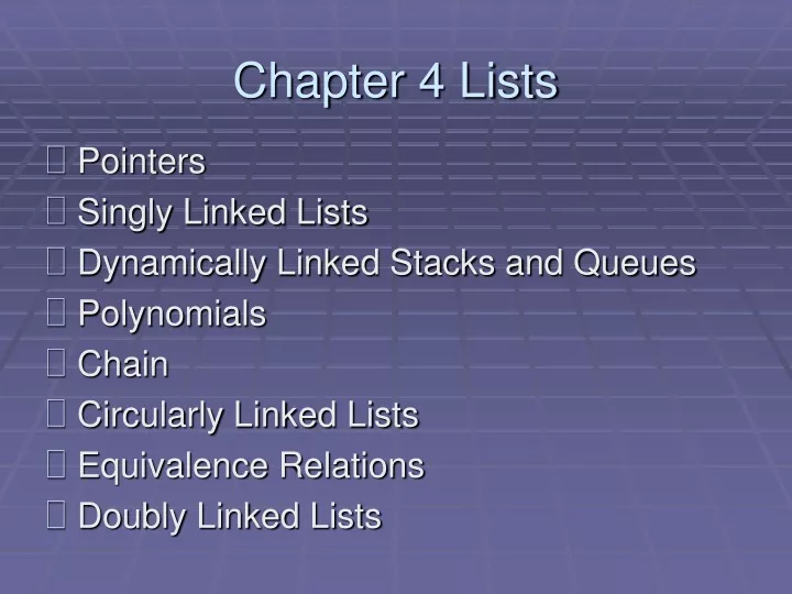 chapter 4 lists