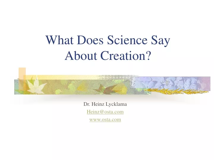 what does science say about creation
