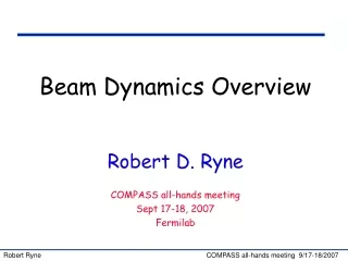 Beam Dynamics Overview