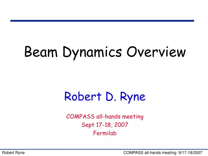 beam dynamics overview