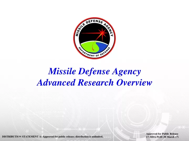 missile defense agency advanced research overview