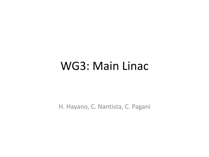 wg3 main linac