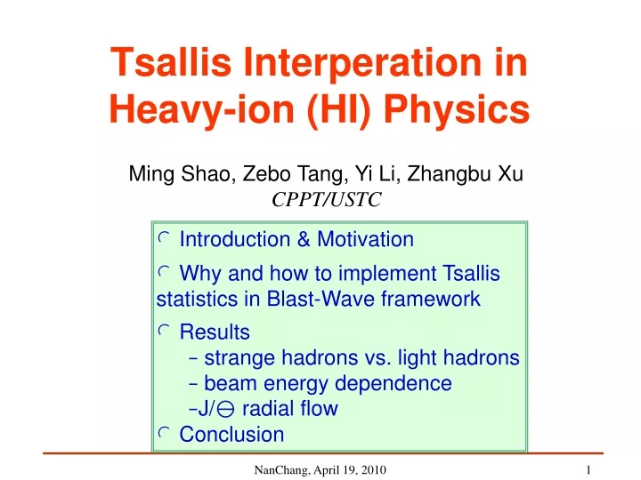 tsallis interperation in heavy ion hi physics
