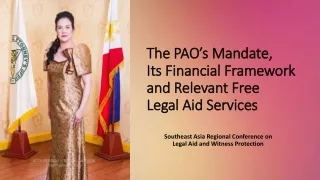 The PAO’s Mandate,  Its Financial Framework and Relevant Free  Legal Aid Services
