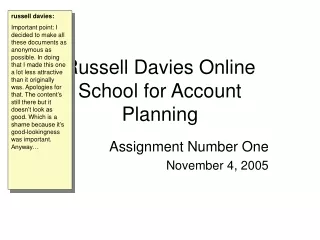 Russell Davies Online School for Account Planning