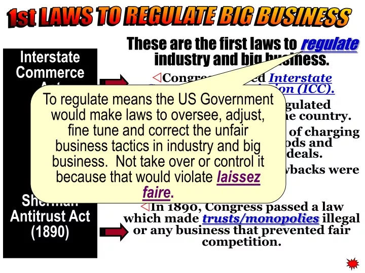 1st laws to regulate big business