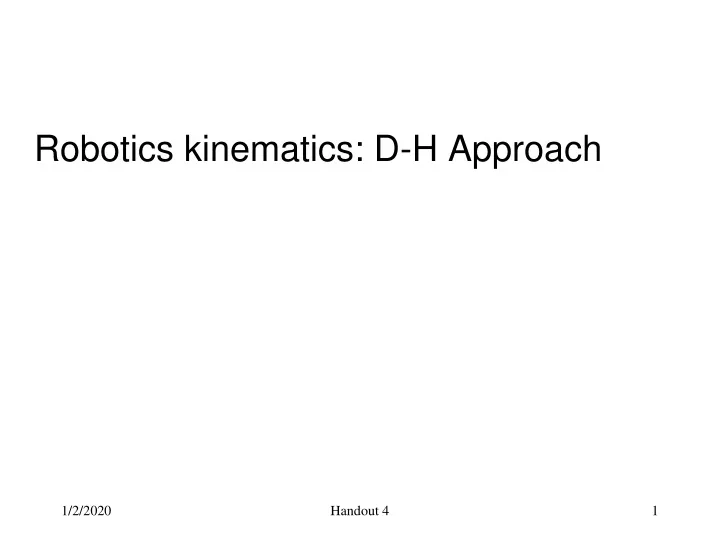 robotics kinematics d h approach