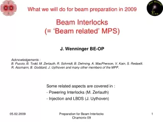 What we will do for beam preparation in 2009