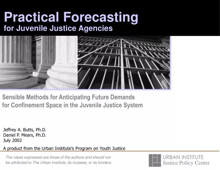 practical forecasting for juvenile justice agencies