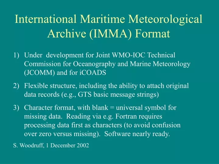 international maritime meteorological archive imma format