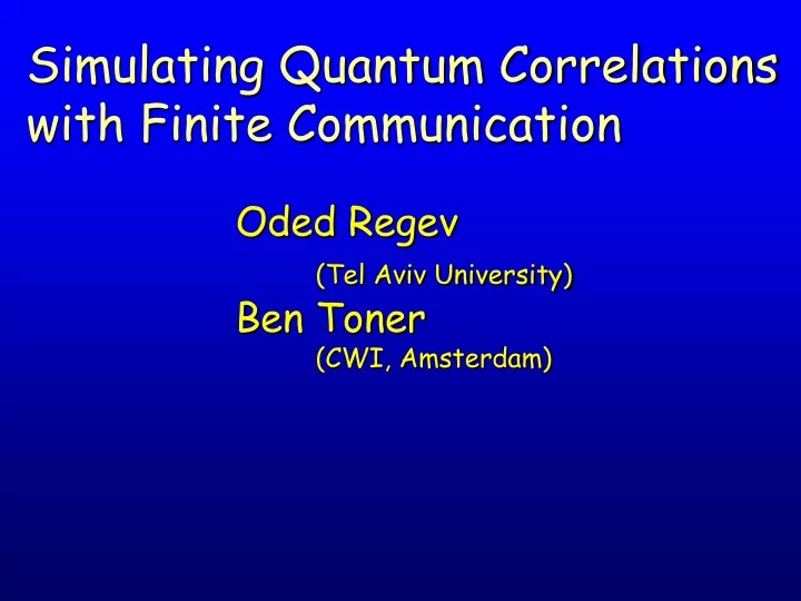 simulating quantum correlations with finite