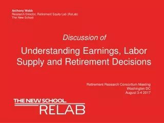 Discussion of Understanding Earnings, Labor Supply and Retirement Decisions