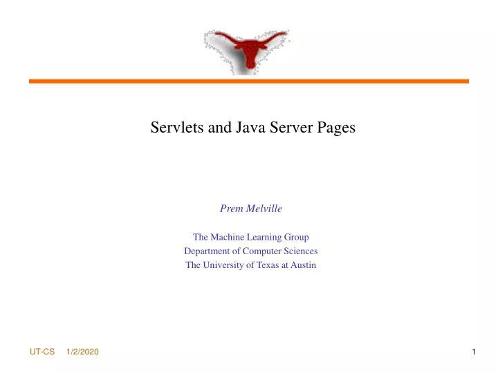 servlets and java server pages
