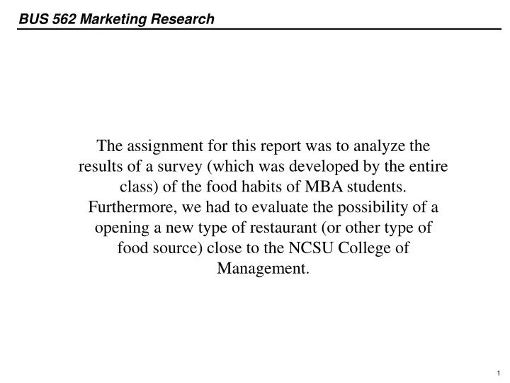 the assignment for this report was to analyze