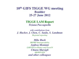 10 th  GIFS TIGGE WG meeting Boulder  25-27 June 2012 TIGGE LAM Report Tiziana Paccagnella
