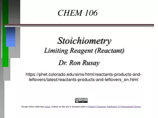 Stoichiometry Limiting Reagent (Reactant)