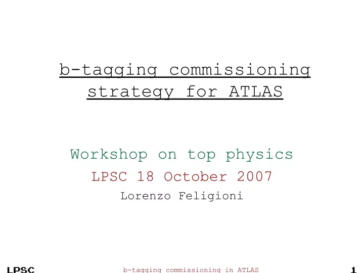 b tagging commissioning strategy for atlas