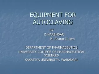 EQUIPMENT FOR AUTOCLAVING