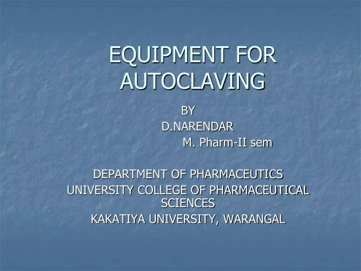 equipment for autoclaving