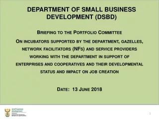 Department of Small Business Development  (DSBD)