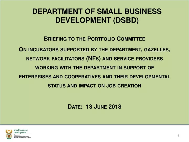 department of small business development dsbd