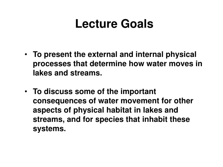 lecture goals