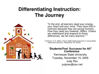 Differentiating Instruction:   The Journey