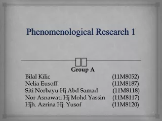 Phenomenological Research 1