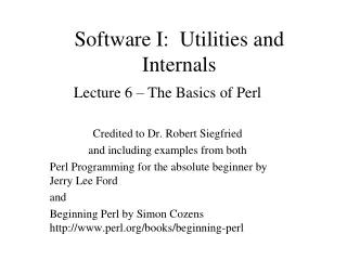 Software I:  Utilities and Internals