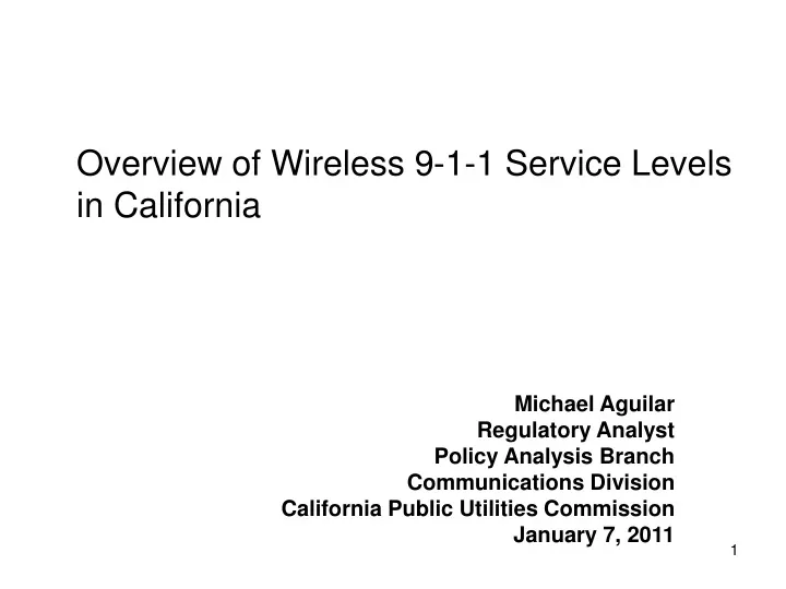 overview of wireless 9 1 1 service levels