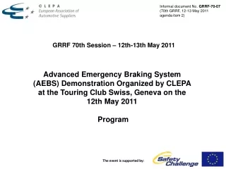 GRRF 70th Session – 12th-13th May 2011