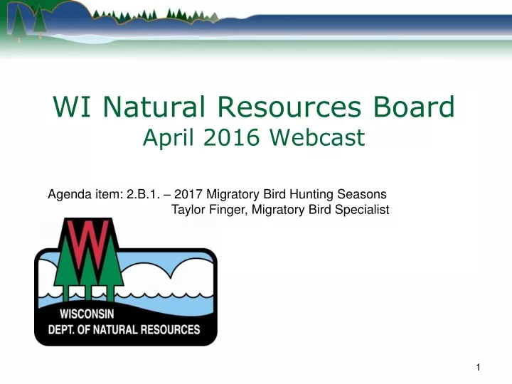 wi natural resources board april 2016 webcast