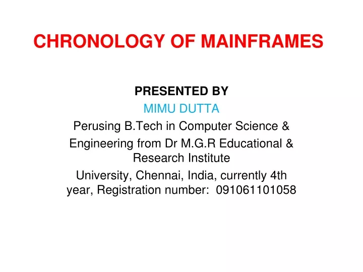chronology of mainframes