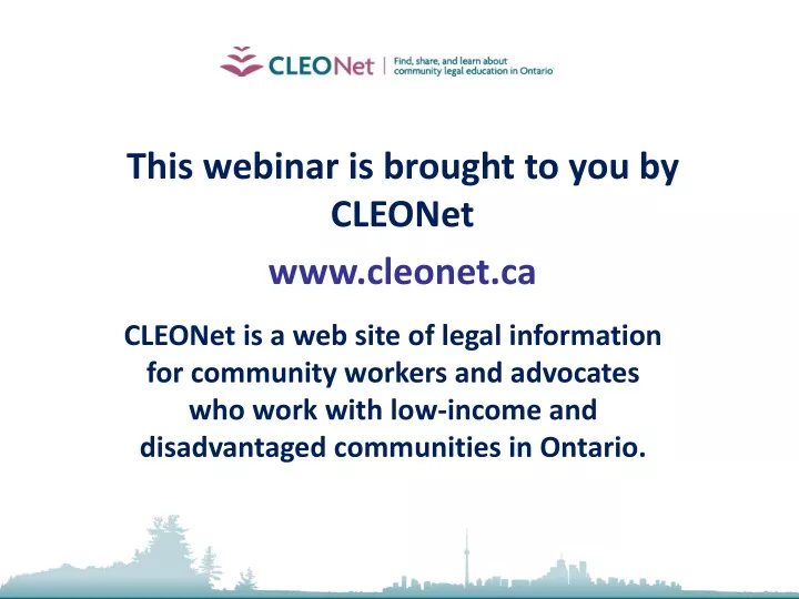 this webinar is brought to you by cleonet