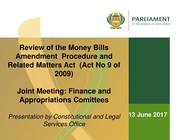 review of the money bills amendment procedure