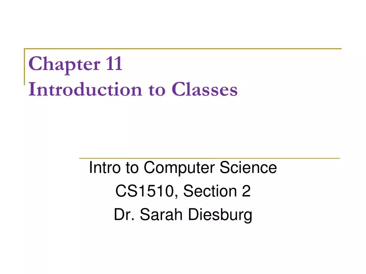 chapter 11 introduction to classes