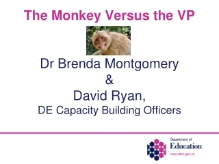 The Monkey Versus the VP Dr Brenda Montgomery  &amp; David Ryan,  DE Capacity Building Officers