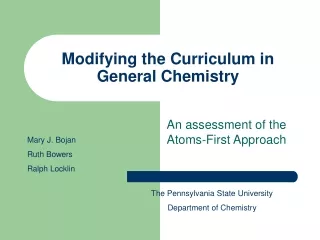 Modifying the Curriculum in General Chemistry