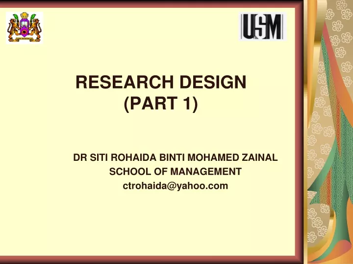 research design part 1