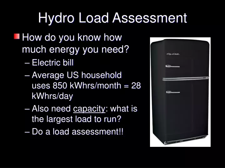 hydro load assessment