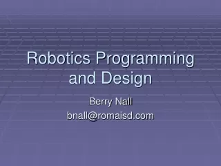 Robotics Programming and Design