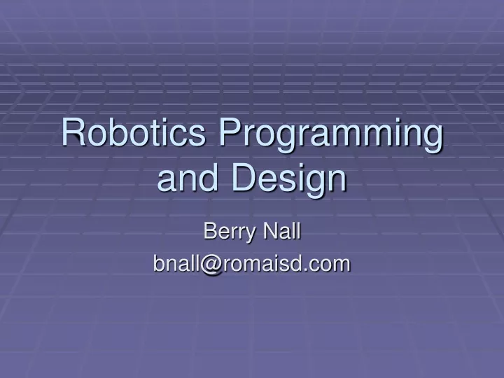 robotics programming and design