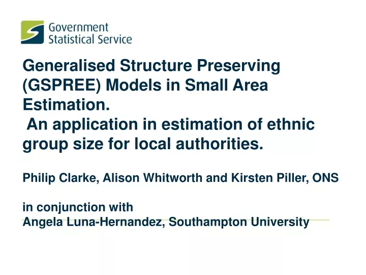 generalised structure preserving gspree models