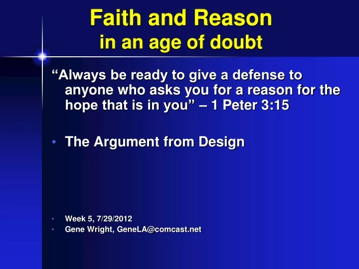 faith and reason in an age of doubt