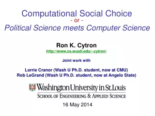 Computational Social Choice - or - Political Science meets Computer Science