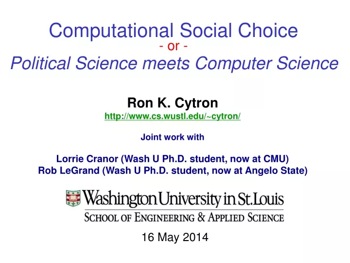 computational social choice or political science