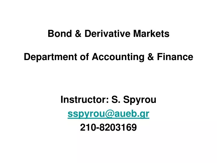 bond derivative markets department of accounting finance