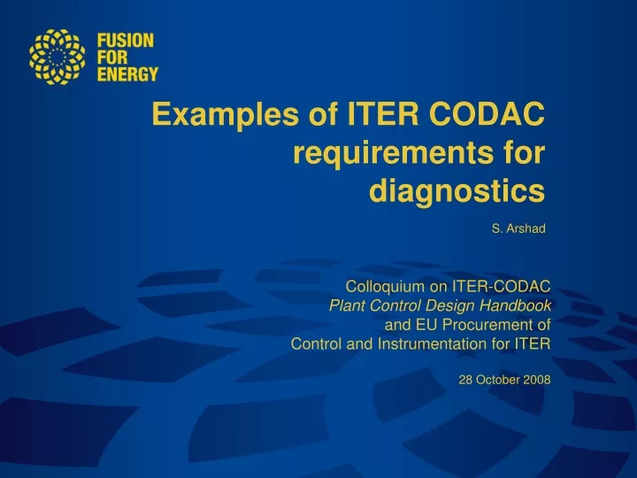 examples of iter codac requirements
