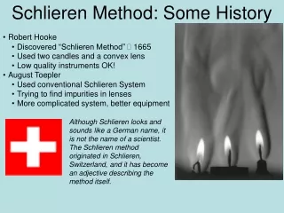 Schlieren Method: Some History