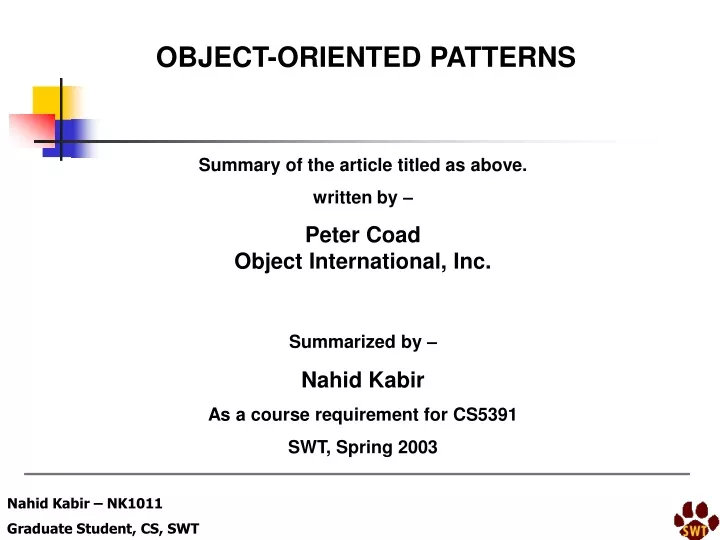 object oriented patterns